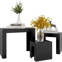 vidaXL Nesting Coffee Tables 3 Pcs Black Engineered Wood, Black