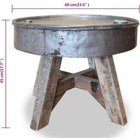 vidaXL Coffee Table Solid Reclaimed Wood 60x45 cm Silver, Brown