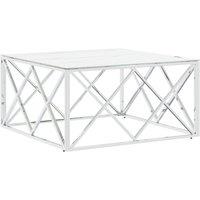 vidaXL Coffee Table Silver 80x80x40 cm Stainless Steel and Glass, Silver