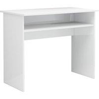 vidaXL Desk High Gloss White 90x50x74 cm Engineered Wood, White