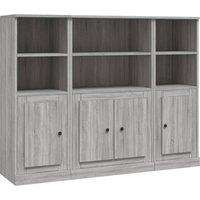 vidaXL Highboards 3 Pcs Grey Sonoma Engineered Wood, Grey
