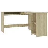 vidaXL L-shaped Corner Desk Sonoma Oak 120x140x75 cm Engineered Wood, Brown