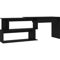 vidaXL Corner Desk Black 200x50x76 cm Engineered Wood, Black