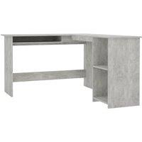 vidaXL L-shaped Corner Desk Concrete Grey 120x140x75 cm Engineered Wood, Grey
