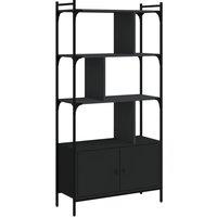 vidaXL Bookcase With Doors Black76.5x30x154.5 cm Engineered Wood, Black