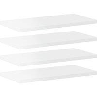 vidaXL Bookshelf Boards 4 Pcs High Gloss White 40x20x1.5 cm Engineered Wood, White