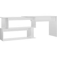 vidaXL Corner Desk High Gloss White 200x50x76 cm Engineered Wood, White
