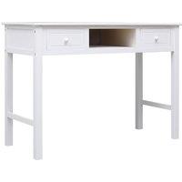 vidaXL Desk White 108x45x76 cm Solid Wood Paulownia, White