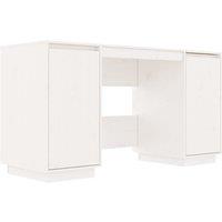 vidaXL Desk White 140x50x75 cm Solid Wood Pine, White
