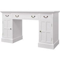 vidaXL Double Pedestal Desk White 140x48x80 cm, White