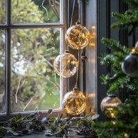 Crossland Grove Feather Etched Bauble With Led Amber 120X120X140Mm