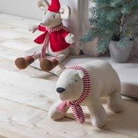 Crossland Grove Peter Polar Bear Doorstop Cream Red