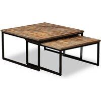vidaXL Nesting Coffee Table Set 2 Pieces Solid Reclaimed Teak, Brown