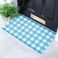 Artsy Mats Blue Gingham Doormat 70 X 40Cm , Multi