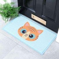 Artsy Mats Ginger Cat Face Doormat 70 X 40Cm , Multi