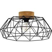 Eglo Padstow Black And Natural Metal And Wood Ceiling Light D46.5cm, Black