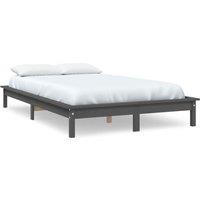 Vidaxl Bed Frame Grey 180X200 Cm Super King Size Solid Wood Pine, Grey