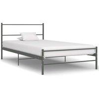 Vidaxl Bed Frame Grey Metal 90X200 Cm, Grey