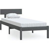 Vidaxl Bed Frame Grey Solid Wood Pine 100X200 Cm, Grey