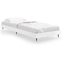 Vidaxl Bed Frame High Gloss White 75X190 Cm 2Ft6 Small Single Engineered Wood, White