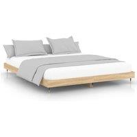 Vidaxl Bed Frame Sonoma Oak 120X200 Cm Engineered Wood, Brown