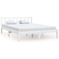 Vidaxl Bed Frame White Solid Pinewood 140X200 Cm, White