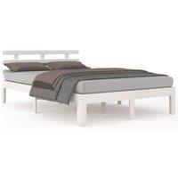 Vidaxl Bed Frame White Solid Wood 150X200 Cm King Size, White