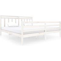 Vidaxl Bed Frame White Solid Wood 200X200 Cm, White