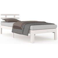 Vidaxl Bed Frame White Solid Wood 75X190 Cm Small Single, White