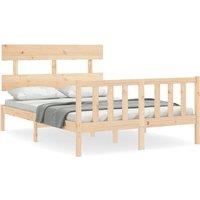 Vidaxl Bed Frame With Headboard 120X200 Cm Solid Wood, Brown