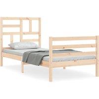 Vidaxl Bed Frame With Headboard Small Single Solid Wood, Brown