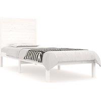 Vidaxl Bed Frame Without Mattress White 75X190 Cm Small Single Solid Wood, White