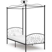 Vidaxl Canopy Bed Frame Black Metal 100X200 Cm, Black