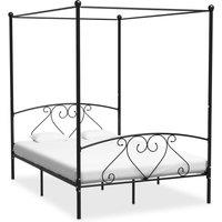Vidaxl Canopy Bed Frame Black Metal 140X200 Cm, Black