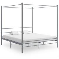 Vidaxl Canopy Bed Frame Grey Metal 200X200 Cm, Grey