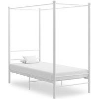 Vidaxl Canopy Bed Frame White Metal 90X200 Cm, White
