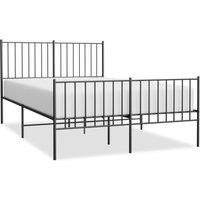Vidaxl Metal Bed Frame With Headboard And Footboard Black 120X190 Cm, Black