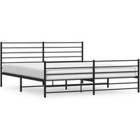 Vidaxl Metal Bed Frame With Headboard And Footboard Black 200X200 Cm, Black