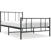 Vidaxl Metal Bed Frame With Headboard And Footboard Black 80X200 Cm, Black