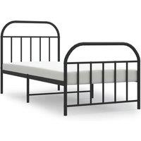 Vidaxl Metal Bed Frame With Headboard And Footboard Black 90X190 Cm, Black
