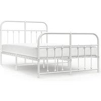 Vidaxl Metal Bed Frame With Headboard And Footboard White 120X200 Cm, White