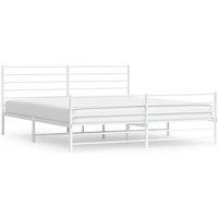 Vidaxl Metal Bed Frame With Headboard And Footboard White 193X203 Cm, White