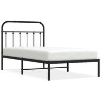 Vidaxl Metal Bed Frame With Headboard Black 100X190 Cm, Black