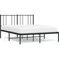 Vidaxl Metal Bed Frame With Headboard Black 120X190 Cm 4Ft Small Double, Black