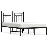 Vidaxl Metal Bed Frame With Headboard Black 135X190 Cm, Black