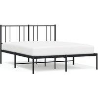 Vidaxl Metal Bed Frame With Headboard Black 140X190 Cm, Black