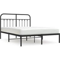 Vidaxl Metal Bed Frame With Headboard Black 140X200 Cm, Black