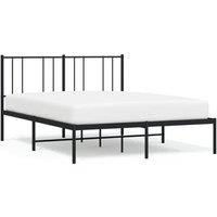 Vidaxl Metal Bed Frame With Headboard Black 150X200 Cm 5Ft King Size, Black