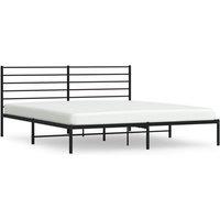 Vidaxl Metal Bed Frame With Headboard Black 183X213 Cm, Black