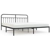 Vidaxl Metal Bed Frame With Headboard Black 200X200 Cm, Black
